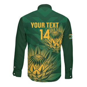 Custom South Africa Cricket Long Sleeve Button Shirt Go Champions Proteas