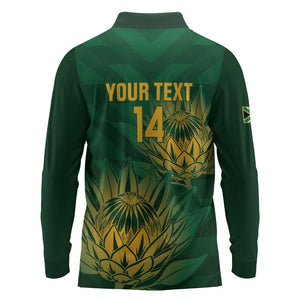 Custom South Africa Cricket Long Sleeve Polo Shirt Go Champions Proteas