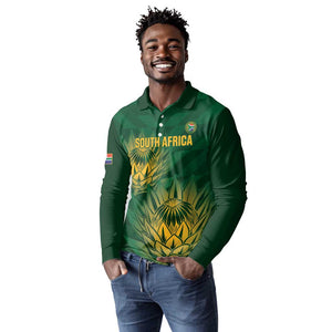 Custom South Africa Cricket Long Sleeve Polo Shirt Go Champions Proteas