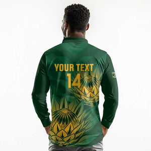 Custom South Africa Cricket Long Sleeve Polo Shirt Go Champions Proteas