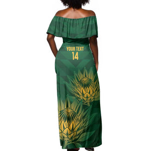 Custom South Africa Cricket Off Shoulder Maxi Dress Go Champions Proteas