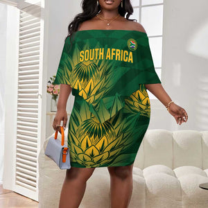 Custom South Africa Cricket Off Shoulder Short Dress Go Champions Proteas