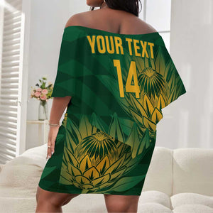 Custom South Africa Cricket Off Shoulder Short Dress Go Champions Proteas