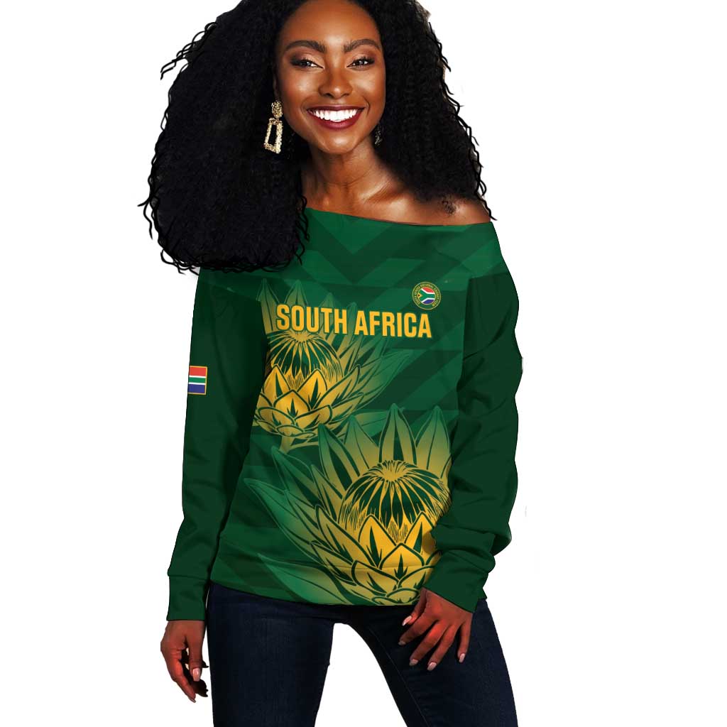 Custom South Africa Cricket Off Shoulder Sweater Go Champions Proteas