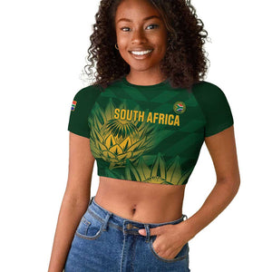 Custom South Africa Cricket Raglan Cropped T shirt Go Champions Proteas