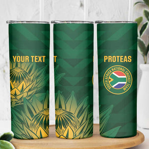 Custom South Africa Cricket Skinny Tumbler Go Champions Proteas