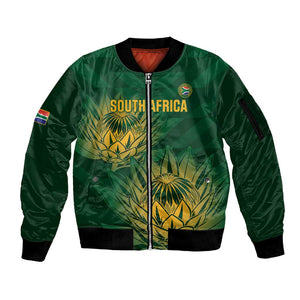 Custom South Africa Cricket Sleeve Zip Bomber Jacket Go Champions Proteas