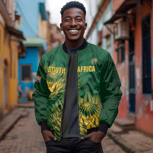 Custom South Africa Cricket Sleeve Zip Bomber Jacket Go Champions Proteas