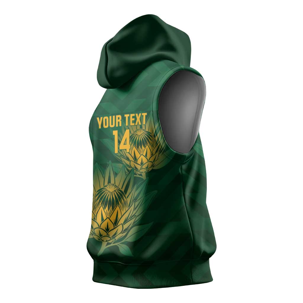 Custom South Africa Cricket Sleeveless Hoodie Go Champions Proteas - African Pride