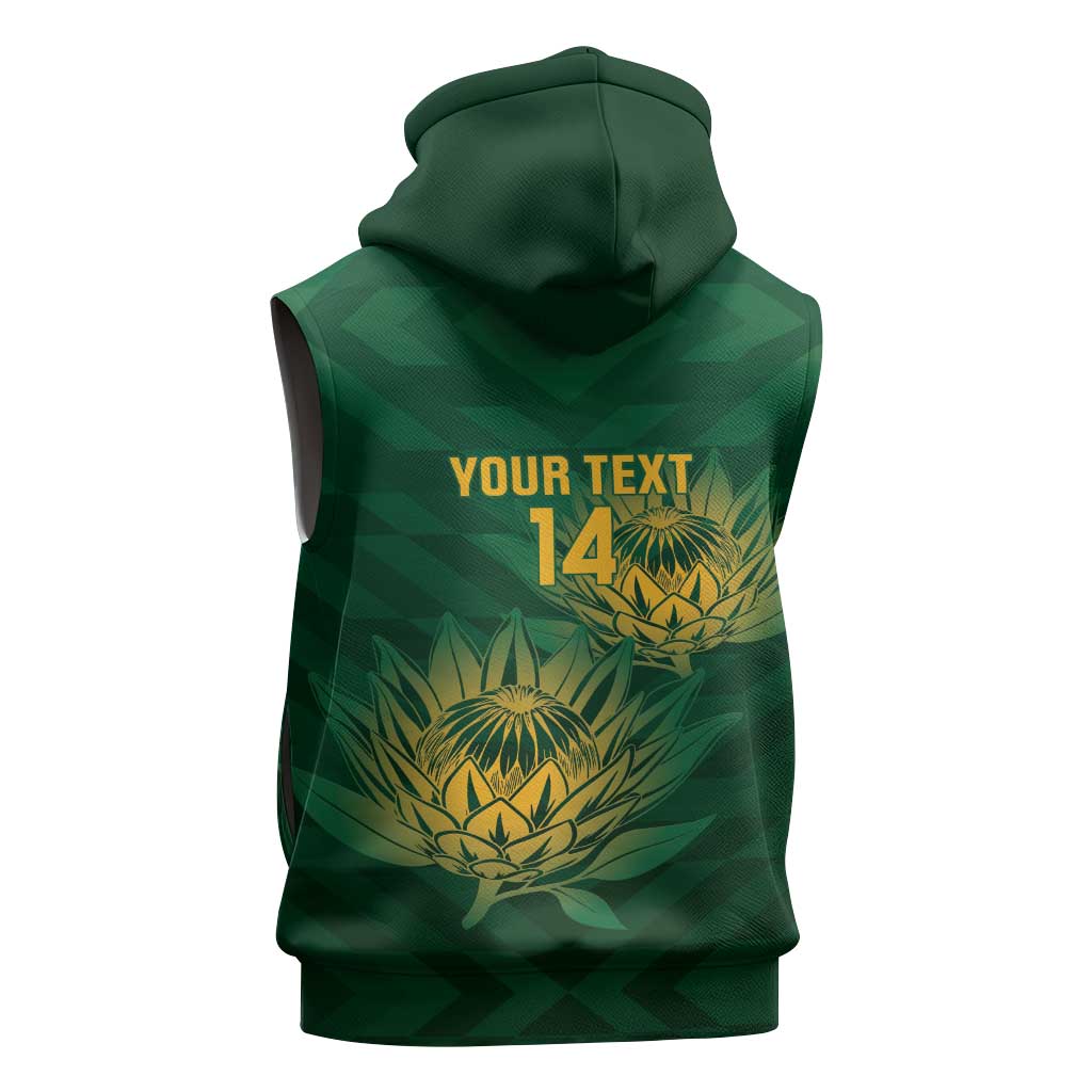 Custom South Africa Cricket Sleeveless Zip Hoodie Go Champions Proteas - African Pride