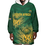 Custom South Africa Cricket Wearable Blanket Hoodie Go Champions Proteas