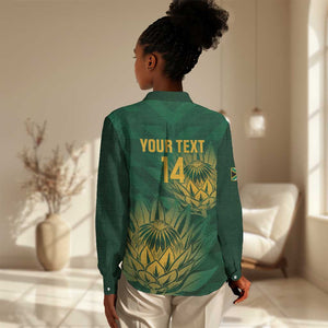 Custom South Africa Cricket Women Casual Shirt Go Champions Proteas