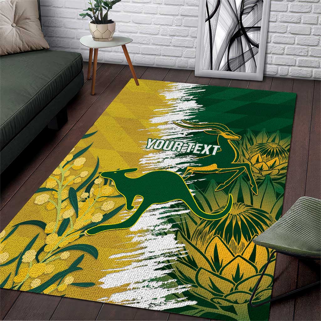 Custom South Africa And Australia Area Rug Aussies Proteas Together - Cricket Style