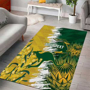 Custom South Africa And Australia Area Rug Aussies Proteas Together - Cricket Style