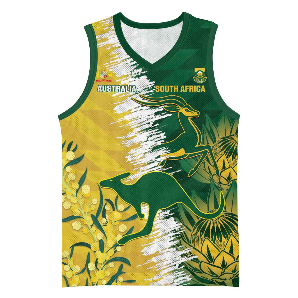 Custom South Africa And Australia Basketball Jersey Aussies Proteas Together - Cricket Style LT14