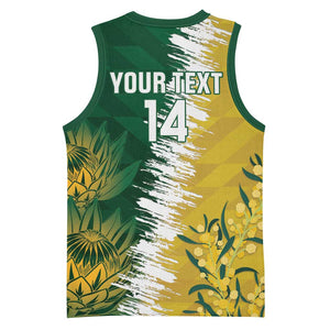 Custom South Africa And Australia Basketball Jersey Aussies Proteas Together - Cricket Style LT14