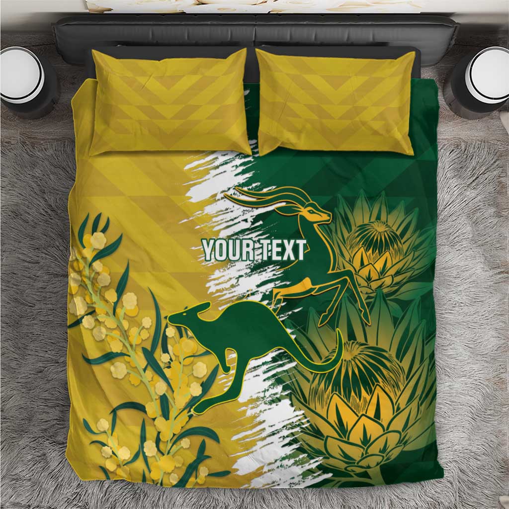 Custom South Africa And Australia Bedding Set Aussies Proteas Together - Cricket Style