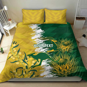 Custom South Africa And Australia Bedding Set Aussies Proteas Together - Cricket Style