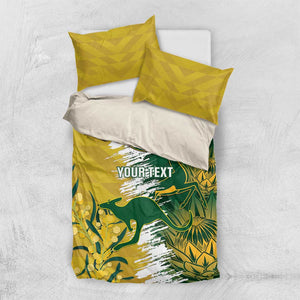 Custom South Africa And Australia Bedding Set Aussies Proteas Together - Cricket Style