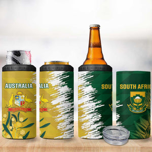 Custom South Africa And Australia 4 in 1 Can Cooler Tumbler Aussies Proteas Together - Cricket Style