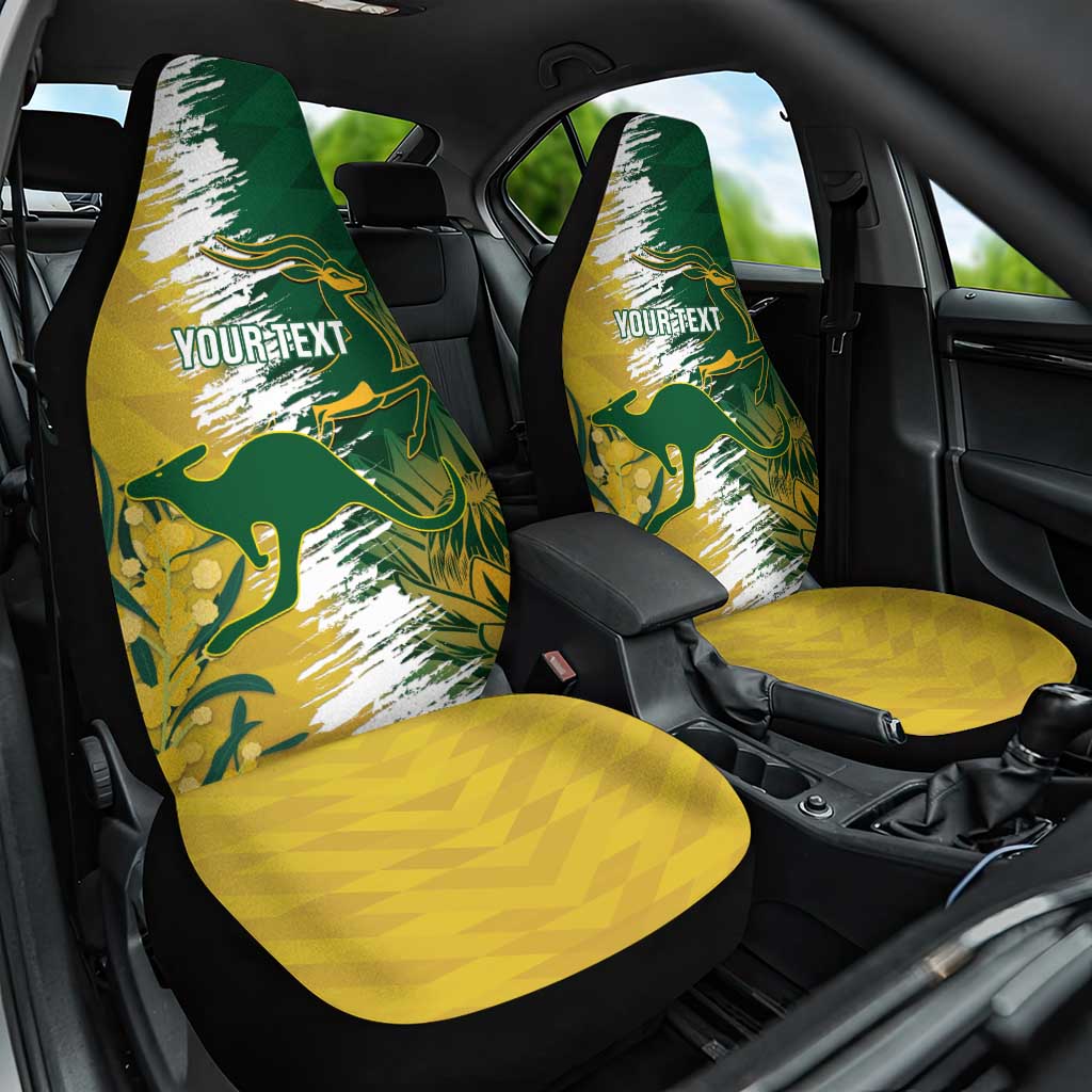 Custom South Africa And Australia Car Seat Cover Aussies Proteas Together - Cricket Style