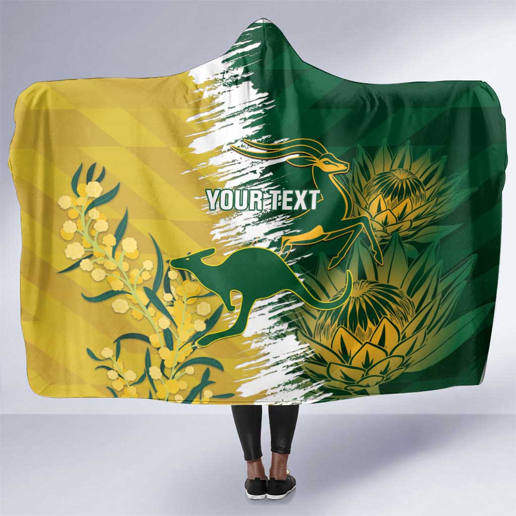 Custom South Africa And Australia Hooded Blanket Aussies Proteas Together - Cricket Style