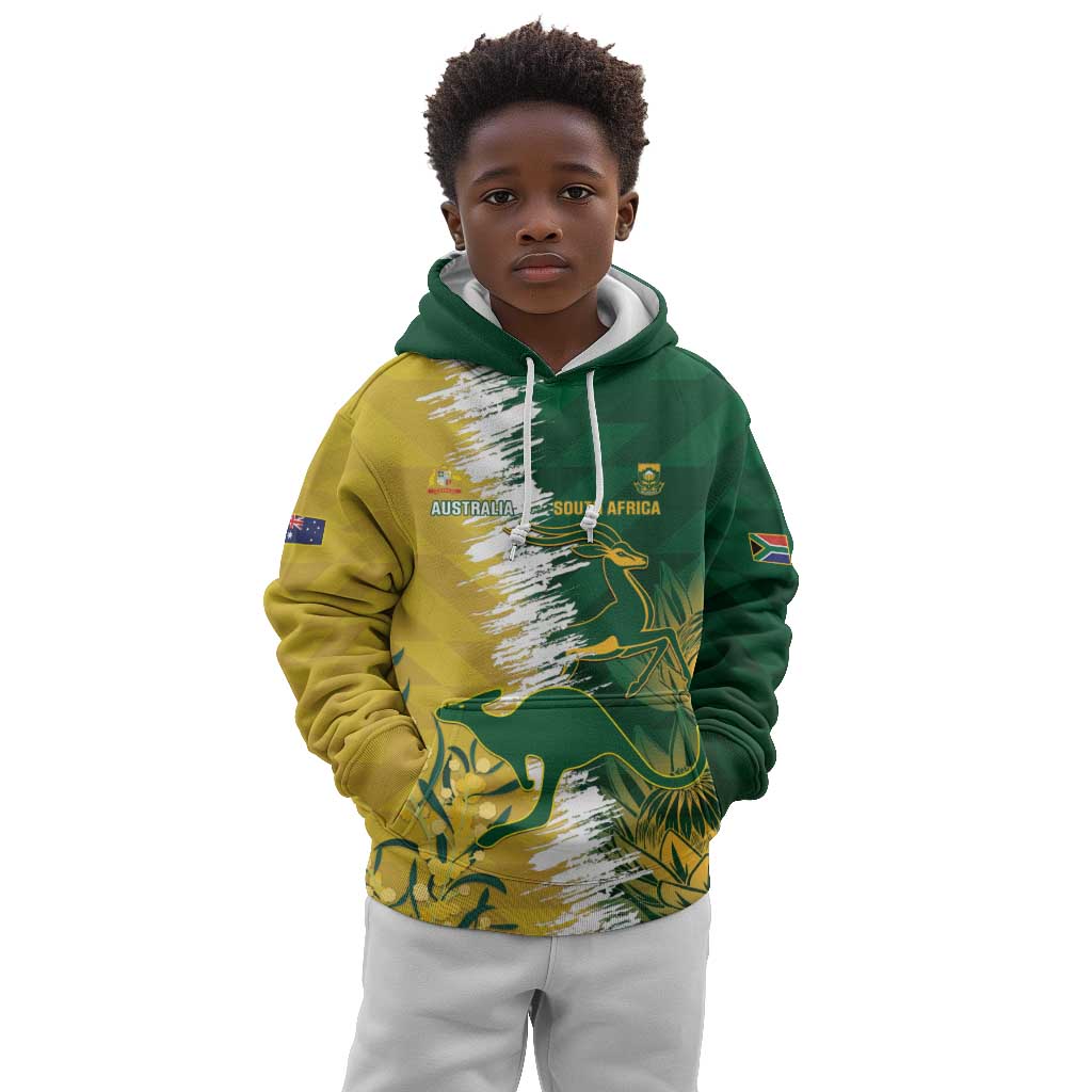 Custom South Africa And Australia Kid Hoodie Aussies Proteas Together - Cricket Style