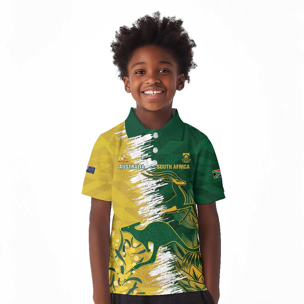 Custom South Africa And Australia Kid Polo Shirt Aussies Proteas Together - Cricket Style