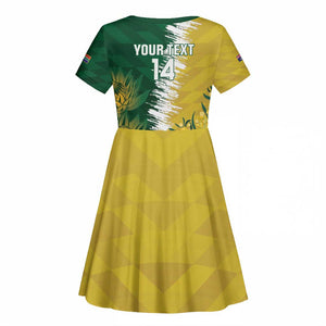 Custom South Africa And Australia Kid Short Sleeve Dress Aussies Proteas Together - Cricket Style