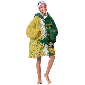 Custom South Africa And Australia Kid Wearable Blanket Hoodie Aussies Proteas Together - Cricket Style