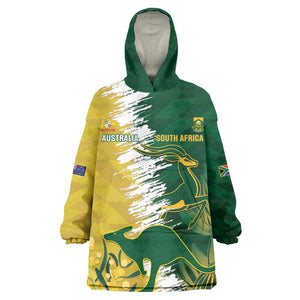 Custom South Africa And Australia Kid Wearable Blanket Hoodie Aussies Proteas Together - Cricket Style