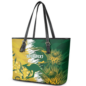 Custom South Africa And Australia Leather Tote Bag Aussies Proteas Together - Cricket Style