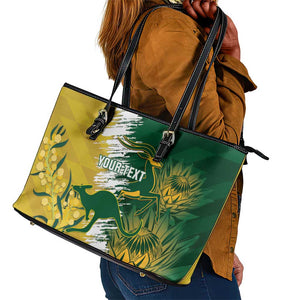 Custom South Africa And Australia Leather Tote Bag Aussies Proteas Together - Cricket Style