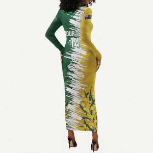 Custom South Africa And Australia Long Sleeve Bodycon Dress Aussies Proteas Together - Cricket Style