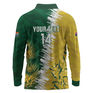 Custom South Africa And Australia Long Sleeve Polo Shirt Aussies Proteas Together - Cricket Style