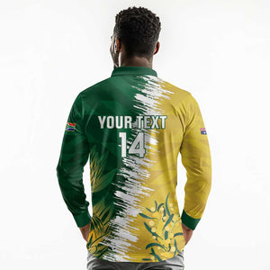 Custom South Africa And Australia Long Sleeve Polo Shirt Aussies Proteas Together - Cricket Style