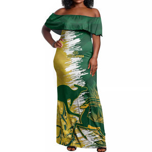 Custom South Africa And Australia Off Shoulder Maxi Dress Aussies Proteas Together - Cricket Style