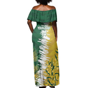 Custom South Africa And Australia Off Shoulder Maxi Dress Aussies Proteas Together - Cricket Style