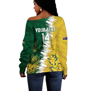 Custom South Africa And Australia Off Shoulder Sweater Aussies Proteas Together - Cricket Style