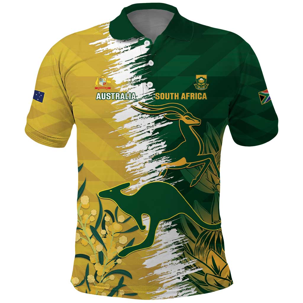 Custom South Africa And Australia Polo Shirt Aussies Proteas Together - Cricket Style