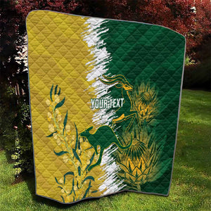 Custom South Africa And Australia Quilt Aussies Proteas Together - Cricket Style