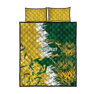 Custom South Africa And Australia Quilt Bed Set Aussies Proteas Together - Cricket Style