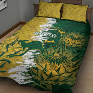 Custom South Africa And Australia Quilt Bed Set Aussies Proteas Together - Cricket Style