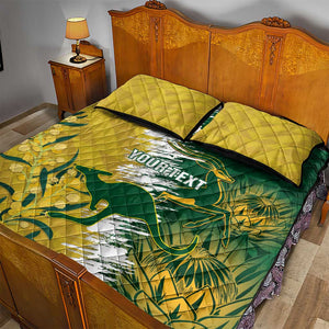 Custom South Africa And Australia Quilt Bed Set Aussies Proteas Together - Cricket Style