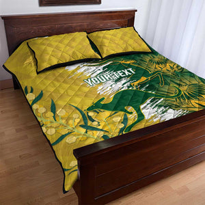 Custom South Africa And Australia Quilt Bed Set Aussies Proteas Together - Cricket Style