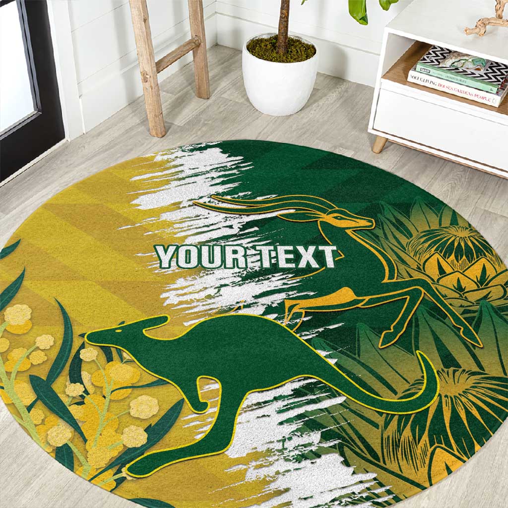 Custom South Africa And Australia Round Carpet Aussies Proteas Together - Cricket Style