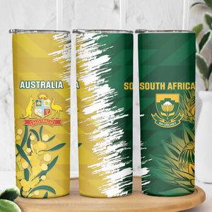 Custom South Africa And Australia Skinny Tumbler Aussies Proteas Together - Cricket Style