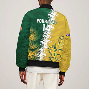 Custom South Africa And Australia Sleeve Zip Bomber Jacket Aussies Proteas Together - Cricket Style