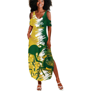 Custom South Africa And Australia Summer Maxi Dress Aussies Proteas Together - Cricket Style