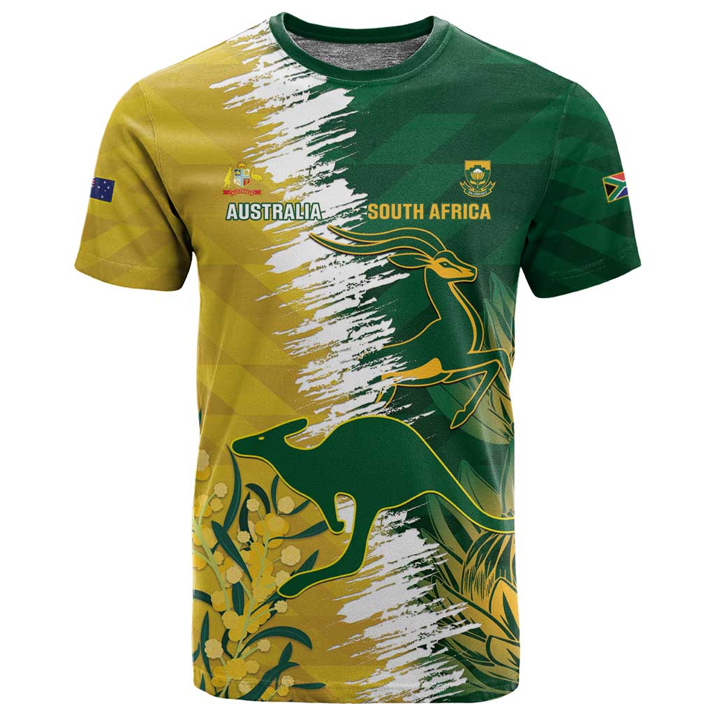 Custom South Africa And Australia T shirt Aussies Proteas Together - Cricket Style